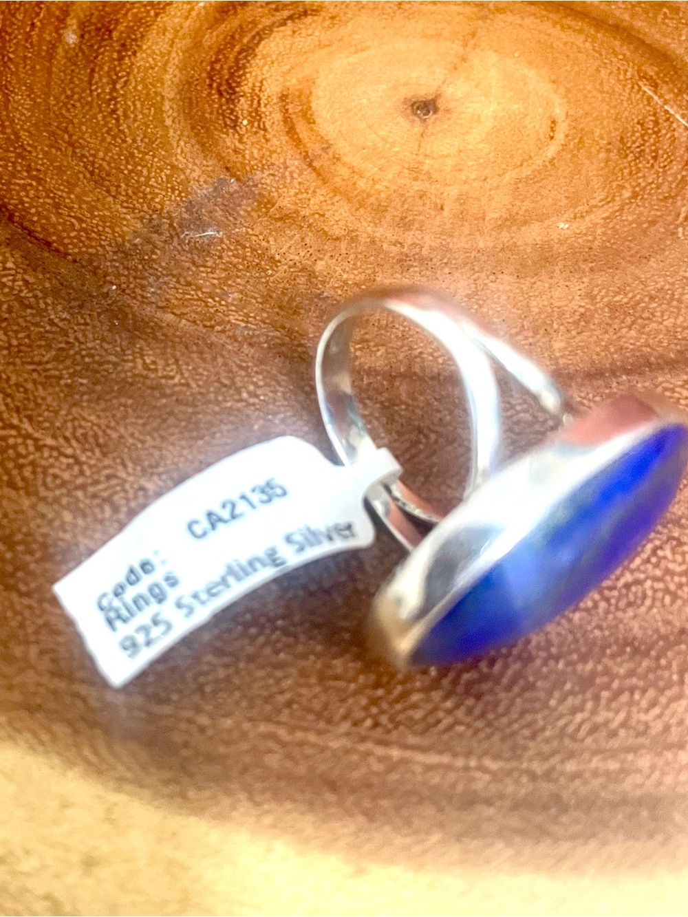 Lapis Lazuli Oval Statement Ring in 925 Sterling Silver Size 7 - Picture 9 of 11